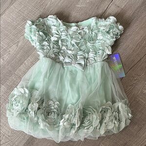 Nanette Kids - Mint Green Floral Baby Dress - 2T